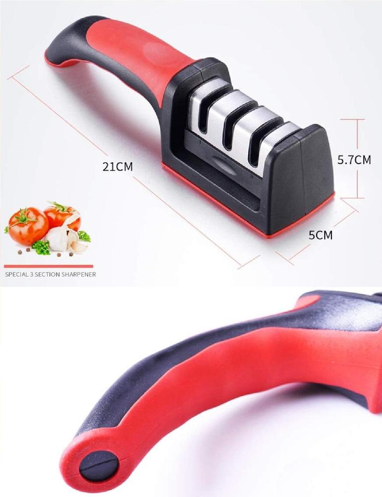 3-in-1 Professional Knife Sharpener – 3-Stage Stainless Steel Kitchen Knife Sharpening Tool for Dull, Damaged & Fine Edge Blades