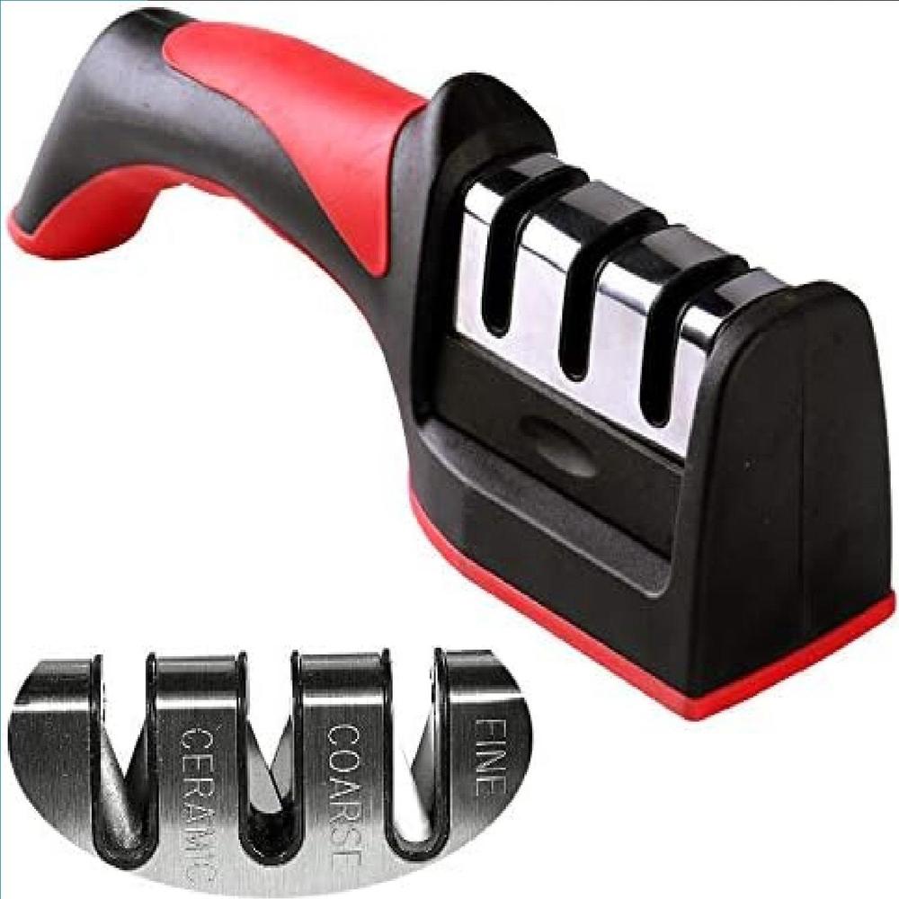 3-in-1 Professional Knife Sharpener – 3-Stage Stainless Steel Kitchen Knife Sharpening Tool for Dull, Damaged & Fine Edge Blades