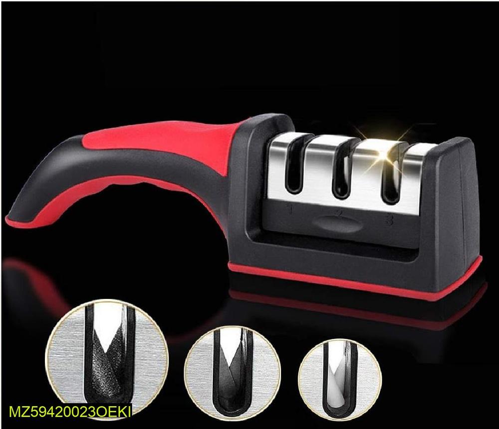 3-in-1 Professional Knife Sharpener – 3-Stage Stainless Steel Kitchen Knife Sharpening Tool for Dull, Damaged & Fine Edge Blades