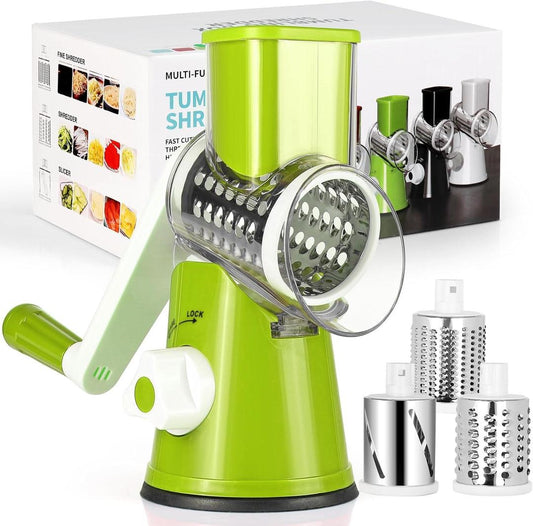 3-Blade Green Vegetable Cutter – Multi-Function Manual Vegetable Slicer & Chopper for Kitchen Use