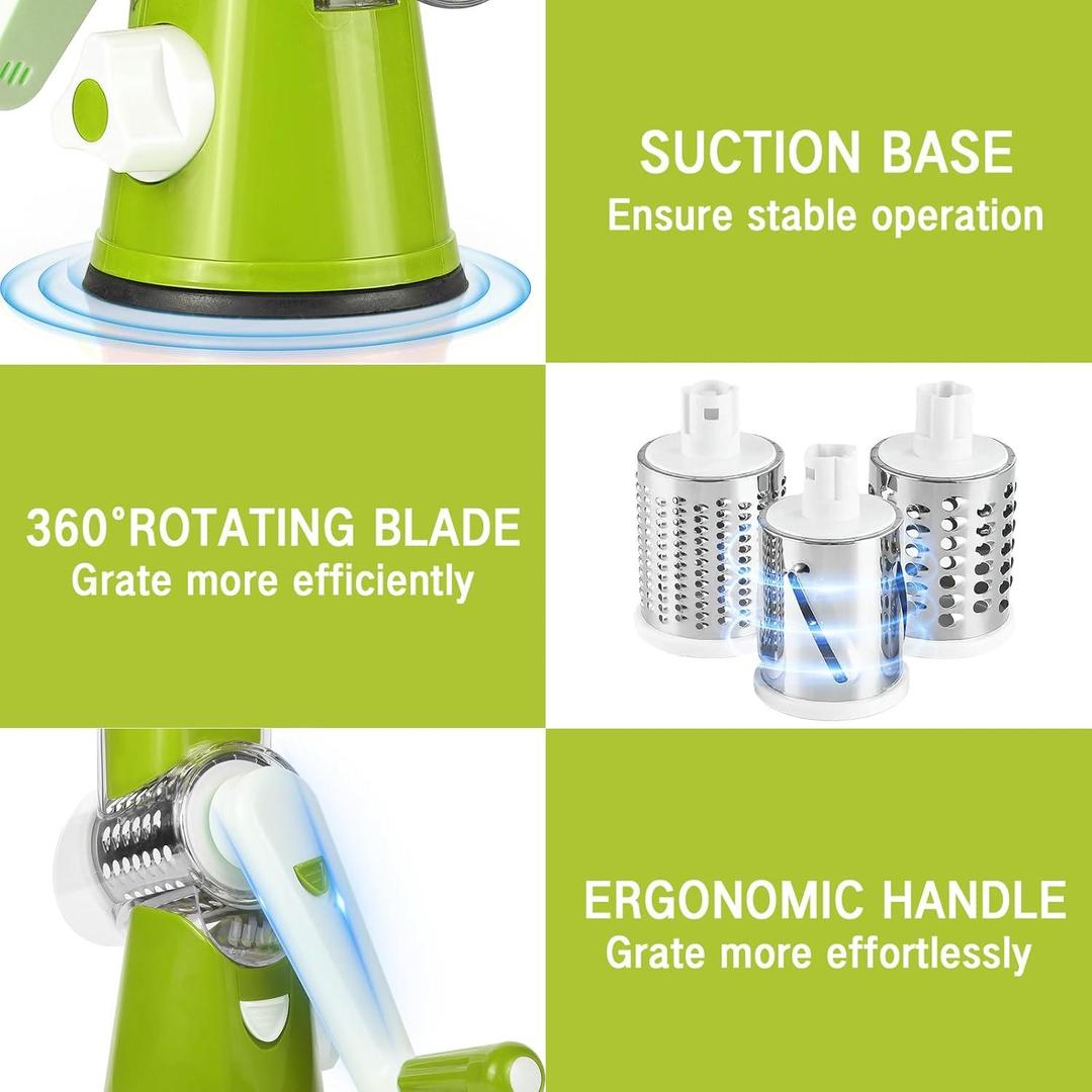 3-Blade Green Vegetable Cutter – Multi-Function Manual Vegetable Slicer & Chopper for Kitchen Use