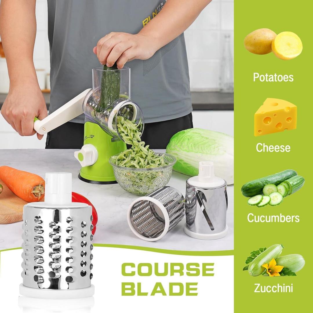 3-Blade Green Vegetable Cutter – Multi-Function Manual Vegetable Slicer & Chopper for Kitchen Use