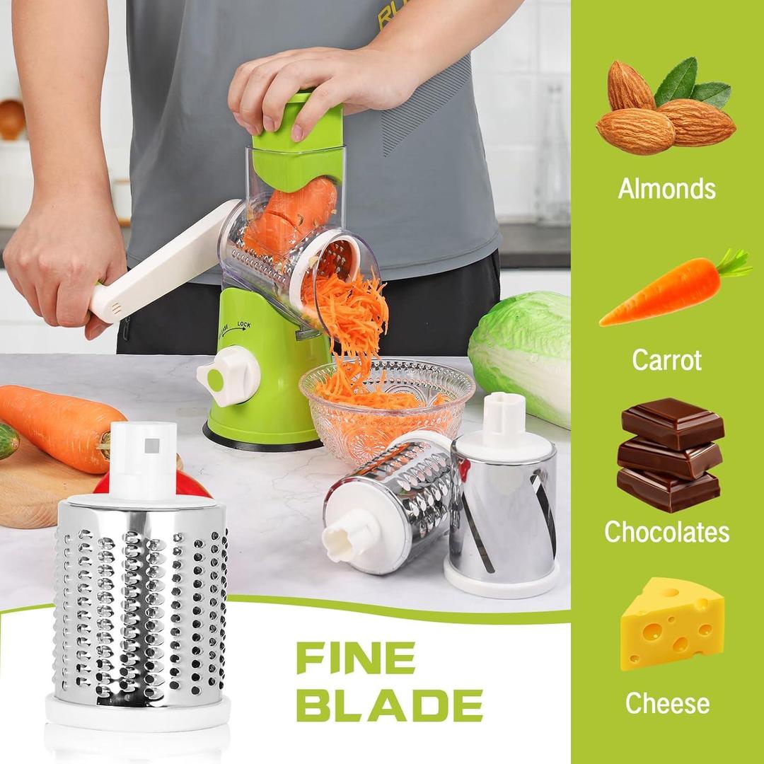 3-Blade Green Vegetable Cutter – Multi-Function Manual Vegetable Slicer & Chopper for Kitchen Use