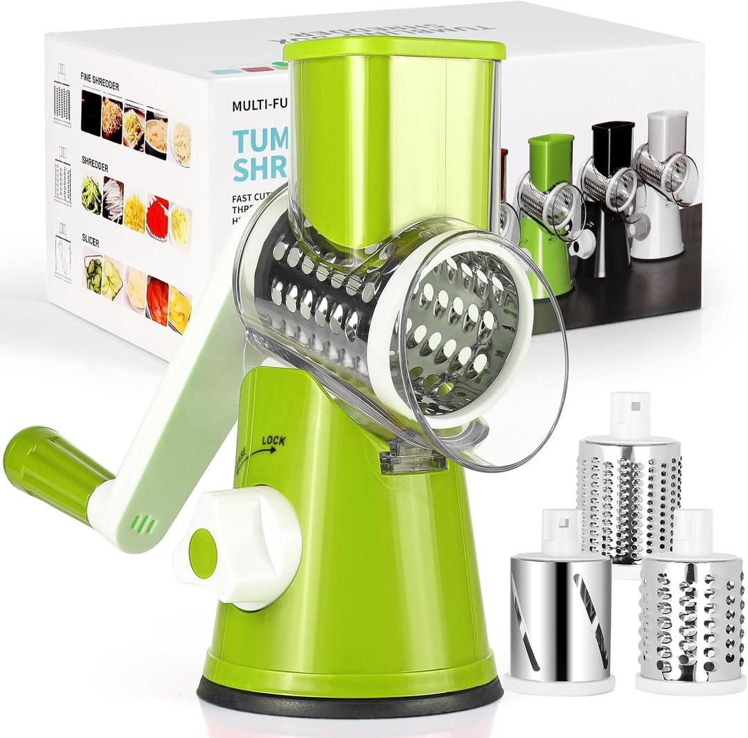 3-Blade Green Vegetable Cutter – Multi-Function Manual Vegetable Slicer & Chopper for Kitchen Use