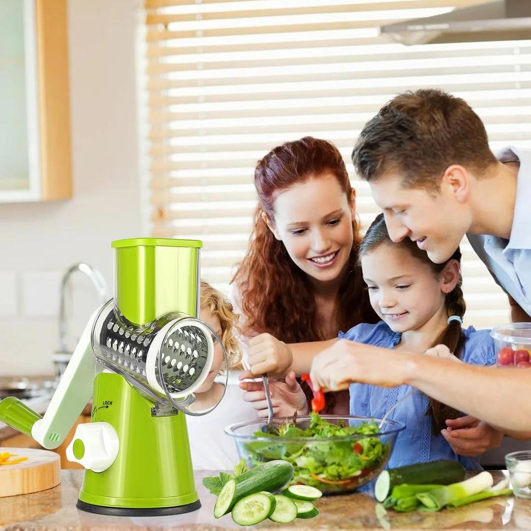 3-Blade Green Vegetable Cutter – Multi-Function Manual Vegetable Slicer & Chopper for Kitchen Use