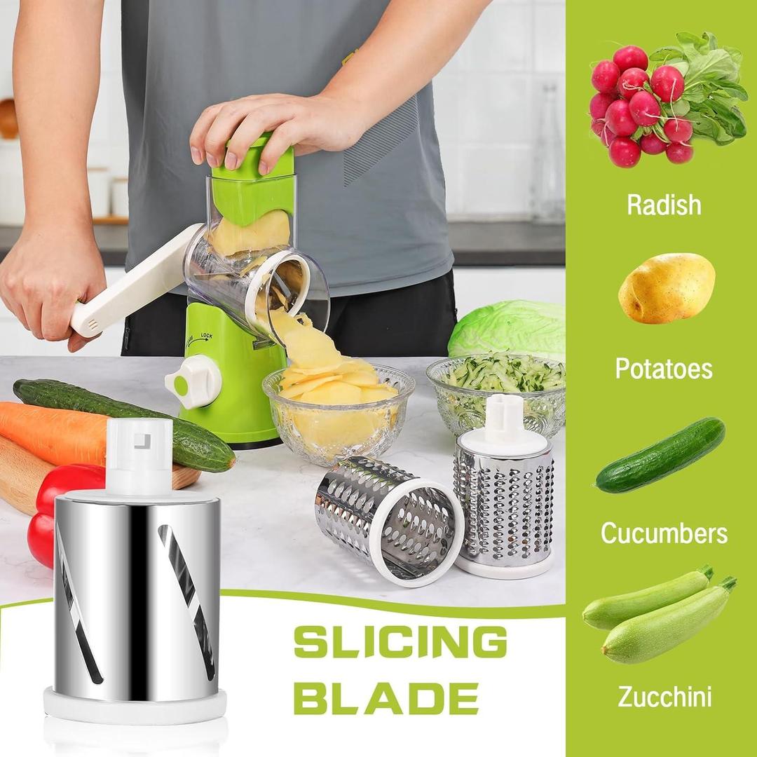 3-Blade Green Vegetable Cutter – Multi-Function Manual Vegetable Slicer & Chopper for Kitchen Use