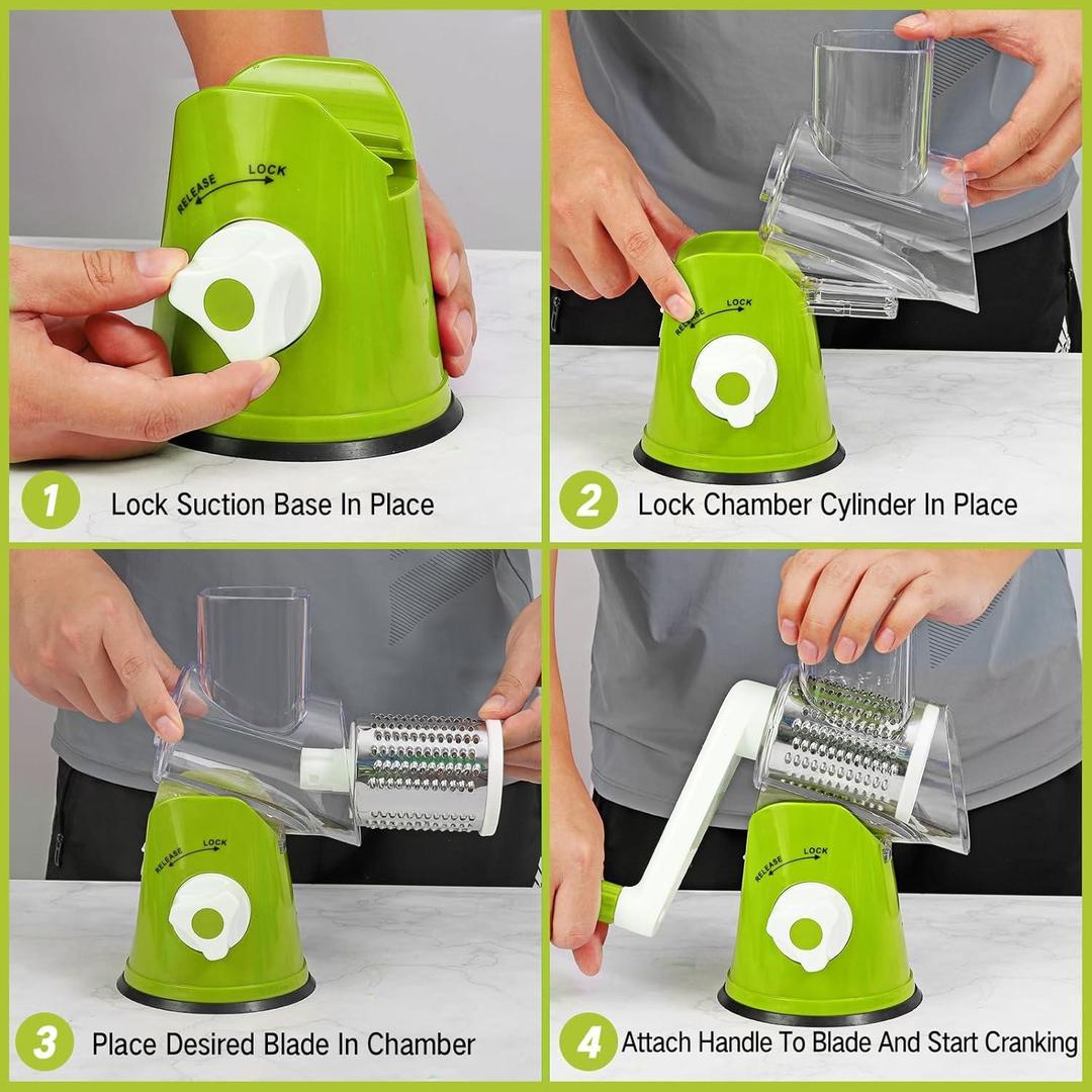 3-Blade Green Vegetable Cutter – Multi-Function Manual Vegetable Slicer & Chopper for Kitchen Use