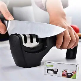 3-in-1 Professional Knife Sharpener – 3-Stage Stainless Steel Kitchen Knife Sharpening Tool for Dull, Damaged & Fine Edge Blades
